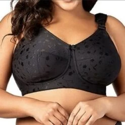 Jacquard Softcup Bra With Cushioned Straps Black