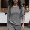 Cozy Crew Neck Top Grey -Fashion Lingerie Store AspenDreamCozyCrewNeckTopGrey 1