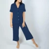 Jolene Cropped Pajama Set Navy -Fashion Lingerie Store AspenDreamJoleneCroppedPajamaSetBCROPPJNavy 2