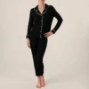Jolene Long Pajama Set In Black 1 Jolene Long Pajama Set In Black -Fashion Lingerie Store AspenDreamsJoleneLongPajamaSetinBlack