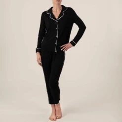 Jolene Long Pajama Set In Black