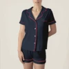 Jolene Short Pajama Set Navy 1 Jolene Short Pajama Set Navy -Fashion Lingerie Store AspenDreamsJoleneShortPajamaSetNavy