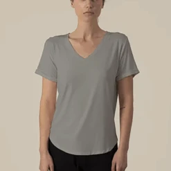 V-Neck T-shirt Basic Colors -Fashion Lingerie Store AspenDreamsVNeckTShirtGrey 1