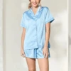 Charmeuse Shortie PJs -Fashion Lingerie Store CatalfoPowderBlueCharmeuseShortiePJs 3
