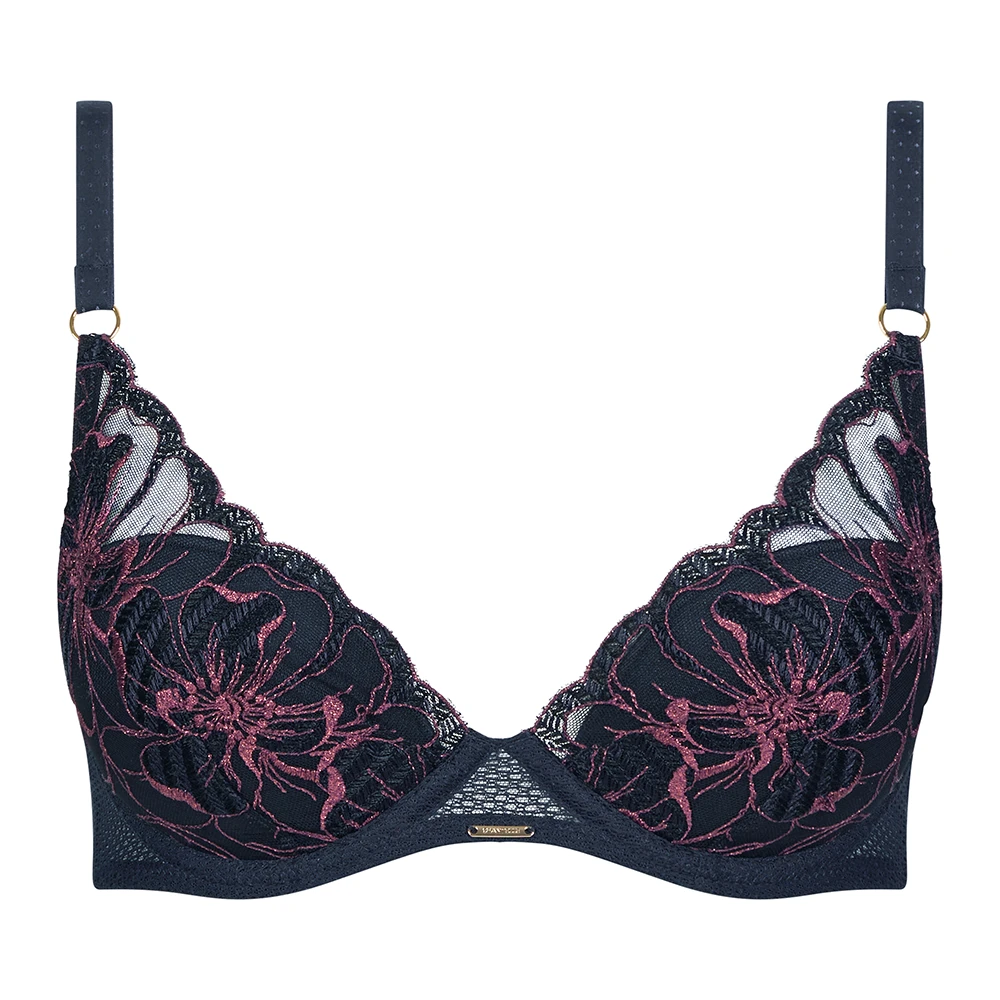 Chantelle Fleurs Signature Lace Plunge T-Shirt Bra Sailing Blue 6 Chantelle Fleurs Signature Lace Plunge T-Shirt Bra Sailing Blue - Image 4