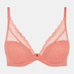 Chantelle Norah Chic Plunge T-Shirt Bra Rose Canyon 7 Chantelle Norah Chic Plunge T-Shirt Bra Rose Canyon -Fashion Lingerie Store ChantelleNorahChicPlungeT ShirtBra16MNARoseCanyon 2