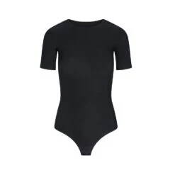 Commando Butter Short Sleeve Crewneck Bodysuit Black -Fashion Lingerie Store CommandoButterShortSleeveCrewneckBodysuitBDS108blk