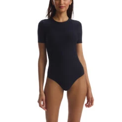 Commando Butter Short Sleeve Crewneck Bodysuit Black