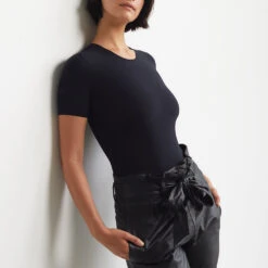 Commando Butter Short Sleeve Crewneck Bodysuit Black -Fashion Lingerie Store CommandoButterShortSleeveCrewneckBodysuitBDS108ff