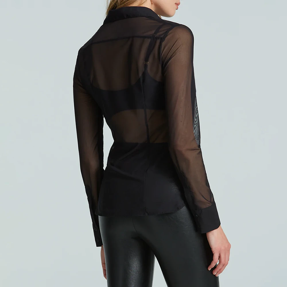 Commando Chic Mesh Button Down Shirt In Black 4 Commando Chic Mesh Button Down Shirt In Black - Image 2