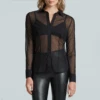 Commando Chic Mesh Button Down Shirt In Black 2 Commando Chic Mesh Button Down Shirt In Black -Fashion Lingerie Store CommandoChicMeshButtonDownShirtinBlackTU202f