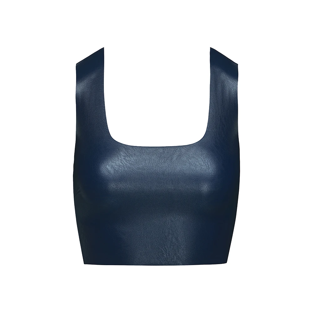 Commando Faux Leather Squareneck Crop Top Navy 5 Commando Faux Leather Squareneck Crop Top Navy - Image 3