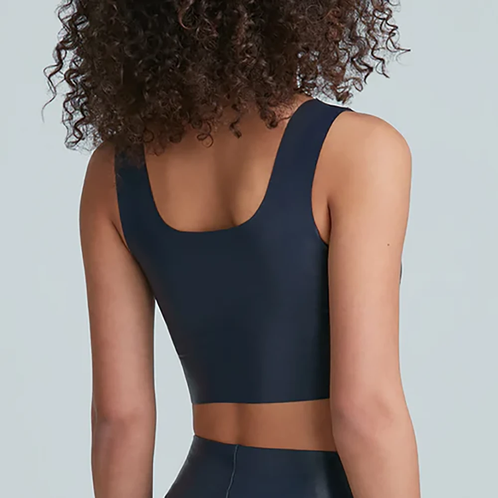 Commando Faux Leather Squareneck Crop Top Navy 4 Commando Faux Leather Squareneck Crop Top Navy - Image 2