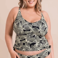 Curvy Kate Ripple Reef Non-Wired Multiway Tankini Top Black Print