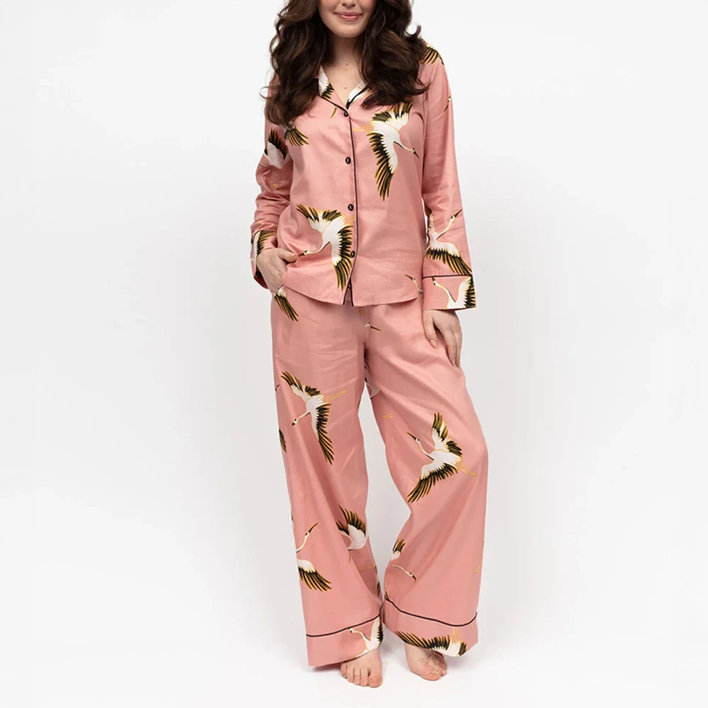 Cyberjammies Bonnie Wide Leg Pyjama Set Crane 4 Cyberjammies Bonnie Wide Leg Pyjama Set Crane - Image 2