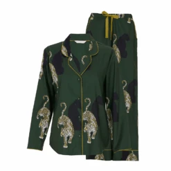 Cyberjammies Olive Wide Leg Pyjama Set Leopard