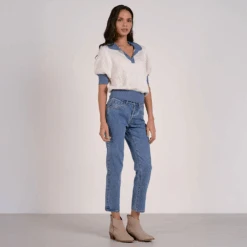 ELAN Blue Collar Short Sleeve Sweater 11 ELAN Blue Collar Short Sleeve Sweater -Fashion Lingerie Store ElanBlueCollarShortSleeveSweaterSWB11415 4