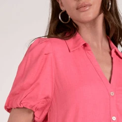 ELAN Collared Tiered Mini Dress Pink -Fashion Lingerie Store ElanCollaredTieredMiniDressLW50112Pink 2