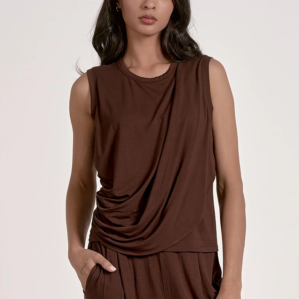 ELAN Drapey Brown Sleeveless Top 3 ELAN Drapey Brown Sleeveless Top