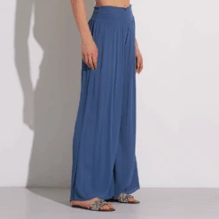 ELAN Smock Waist Wide Leg Pants 13 ELAN Smock Waist Wide Leg Pants -Fashion Lingerie Store ElanSmockWaistWideLegPantsRG2306Blue 2