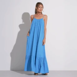 ELAN Tiered Maxi Dress Blue -Fashion Lingerie Store ElanTieredMaxiDressDG5986Blue 4
