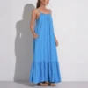 ELAN Tiered Maxi Dress Blue 1 ELAN Tiered Maxi Dress Blue -Fashion Lingerie Store ElanTieredMaxiDressDG5986Blue 5