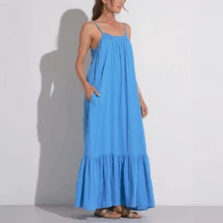 ELAN Tiered Maxi Dress Blue