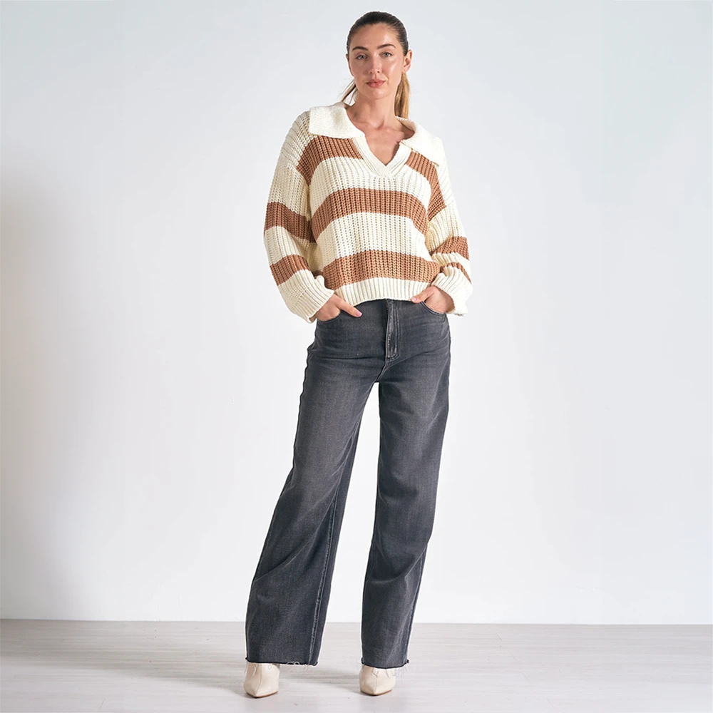 ELAN V-Neck Oversized Sweater Camel 5 ELAN V-Neck Oversized Sweater Camel - Image 3