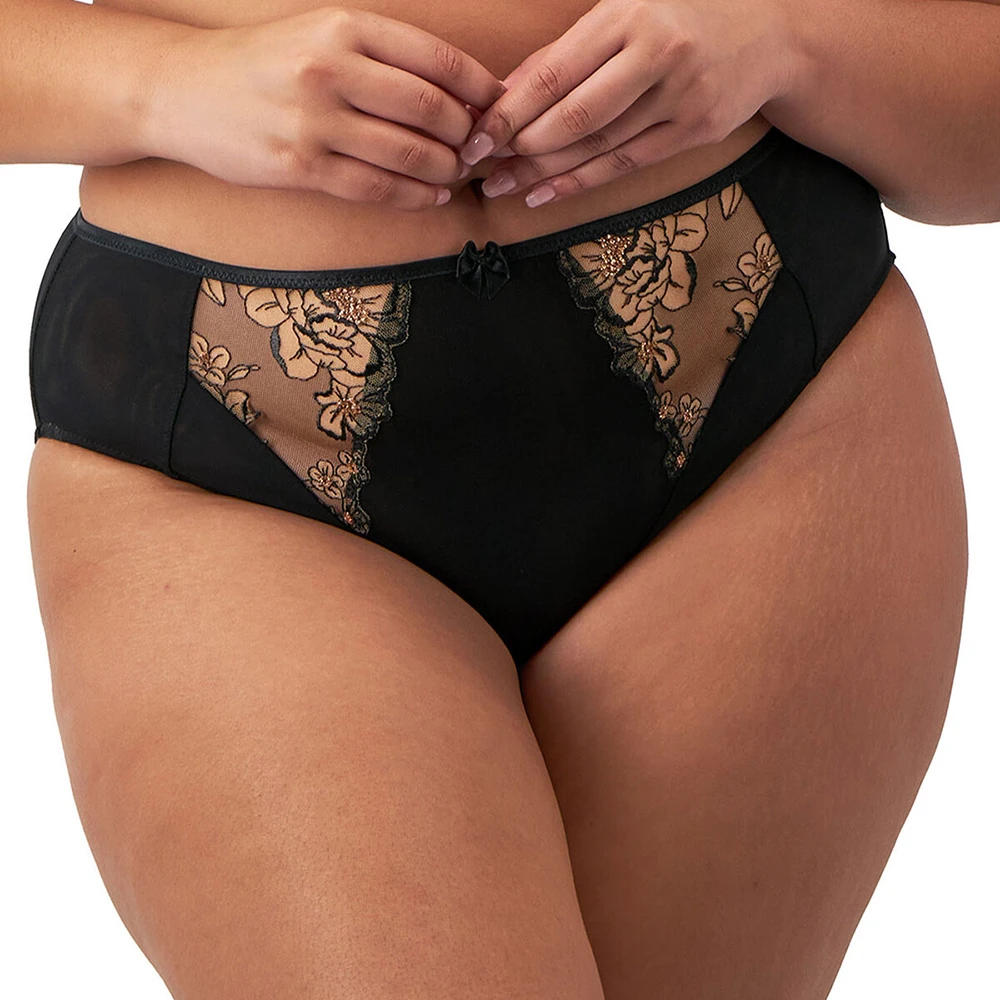 ELOMI Teagan High Leg Brief Black/Almond 3 ELOMI Teagan High Leg Brief Black/Almond