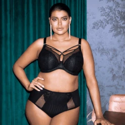 ELOMI Brianna Underwire Plunge Bra Black -Fashion Lingerie Store ElomiUnderwirePlungeBraEL8080Black 4