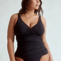 Black Wrap Tankini Top