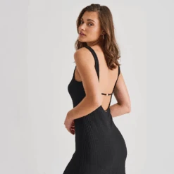 Open Back Cover-Up Dress -Fashion Lingerie Store EverydaySundayOpenBackCover UpDressESBEAW04303Black 4