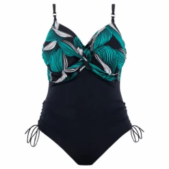 FANTASIE Saint Lucia Black UW Twist Front Swimsuit With Adjustable Leg -Fashion Lingerie Store FantasieSaintLuciaUwTwistFrontSwimsuitWithAdjustableLeg