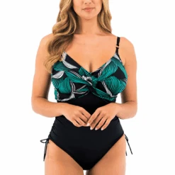 FANTASIE Saint Lucia Black UW Twist Front Swimsuit With Adjustable Leg