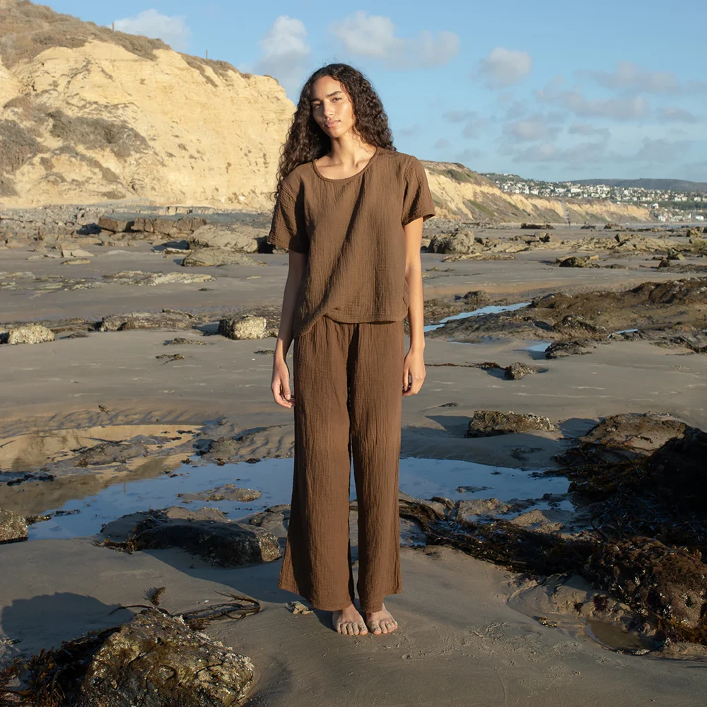 Crinkle Cotton Pant Chocolate 4 Crinkle Cotton Pant Chocolate - Image 2