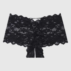 Bella Lace Crotchless Cheeky -Fashion Lingerie Store HouseofDesireBellaLaceCrotchlessCheekyBlack 1