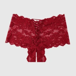 Bella Lace Crotchless Cheeky -Fashion Lingerie Store HouseofDesireBellaLaceCrotchlessCheekyRed 6