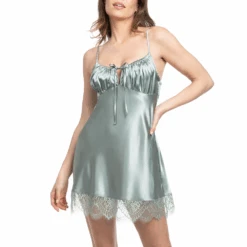 Satin & Lace Chemise Sage