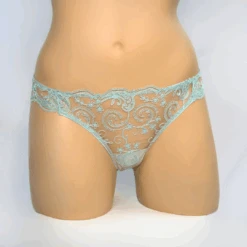 Lace Brazilian Thong Aqua