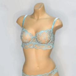 Lace Demi Cup Bra Aqua