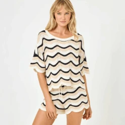 Make Waves Knit Shorts Black/Cream -Fashion Lingerie Store LSpaceMakeWavesKnitShortsMAKSH24BlackCream 4