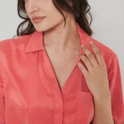 Washable Silk High Rise Pant Set Coral 7 Washable Silk High Rise Pant Set Coral -Fashion Lingerie Store LUNYAWashableSilkHighRisePantSetCoral4