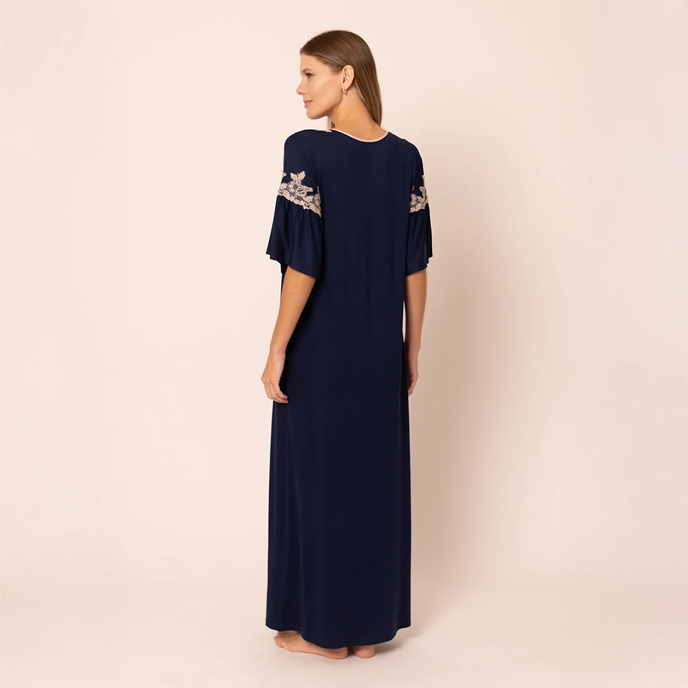 Aurora Blue Long Nightgown 4 Aurora Blue Long Nightgown - Image 2