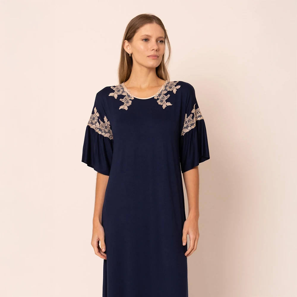 Aurora Blue Long Nightgown 5 Aurora Blue Long Nightgown - Image 3