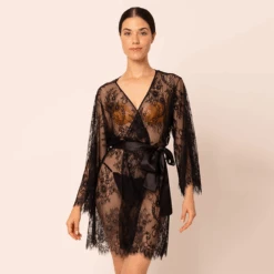 Lace Short Robe 11 Lace Short Robe -Fashion Lingerie Store MariMLaceShortRobe36026Black 1