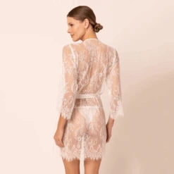 Lace Short Robe 10 Lace Short Robe -Fashion Lingerie Store MariMLaceShortRobe36026White 3