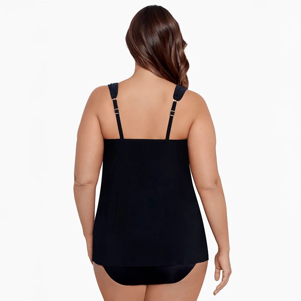 Plus Size Razzle Dazzle Underwire Tankini Top Black 4 Plus Size Razzle Dazzle Underwire Tankini Top Black - Image 2