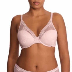 Love Lace Full Coverage Plunge T-Shirt Bra Pink Pearl