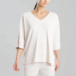 Tranquility Waffle V-Neck Top White