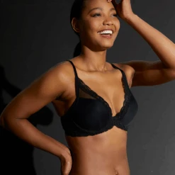 Feathers Plunge T-Shirt Bra Black -Fashion Lingerie Store Natori Feathers Plunge T shirt Bra 730023 Black 3